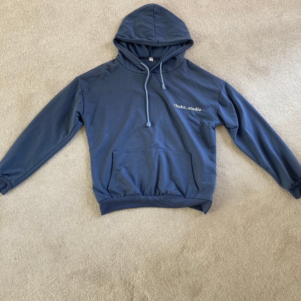 Ash Blue Lettering Hoodie